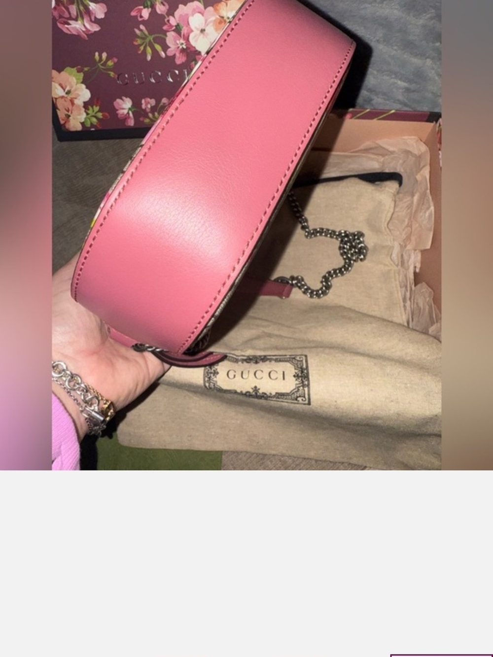 24 Hour Sale Gucci Pink Floral GG Supreme Crossbody Bag - Picture 4 of 11